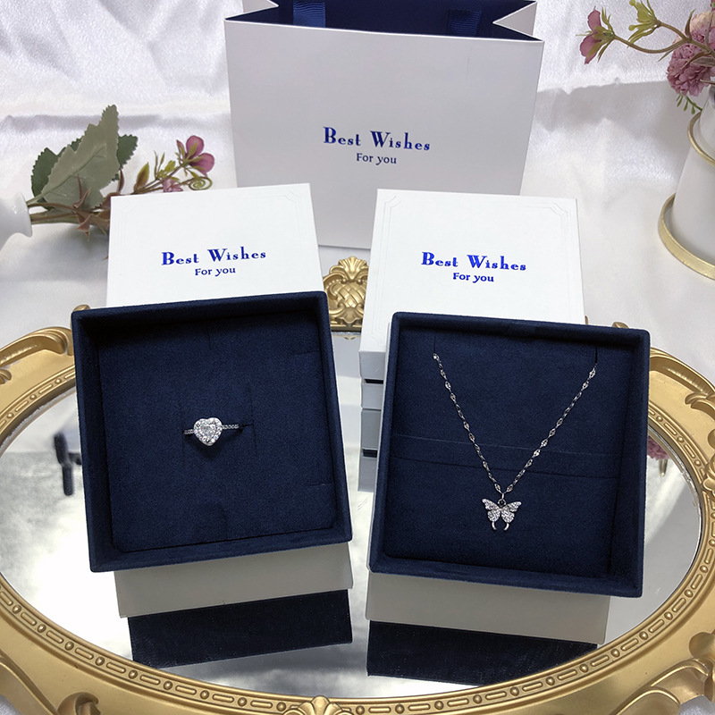 New White Top and Bottom Cover Jewelry Storage Box Ring Earrings Necklace Jewelry Gift Packaging Fashion Jewelry Box