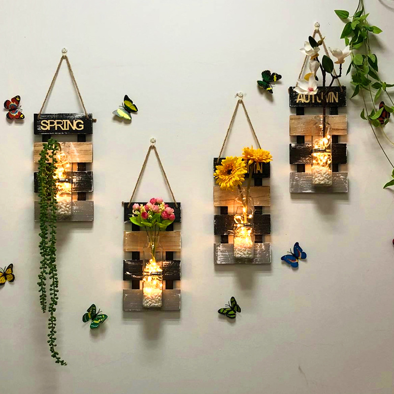 Wall Hanging Decorations Board Pendant Creative Dining Room Living Room Wall Wall Hydroponic Vase Home Wall Hanging Ornaments
