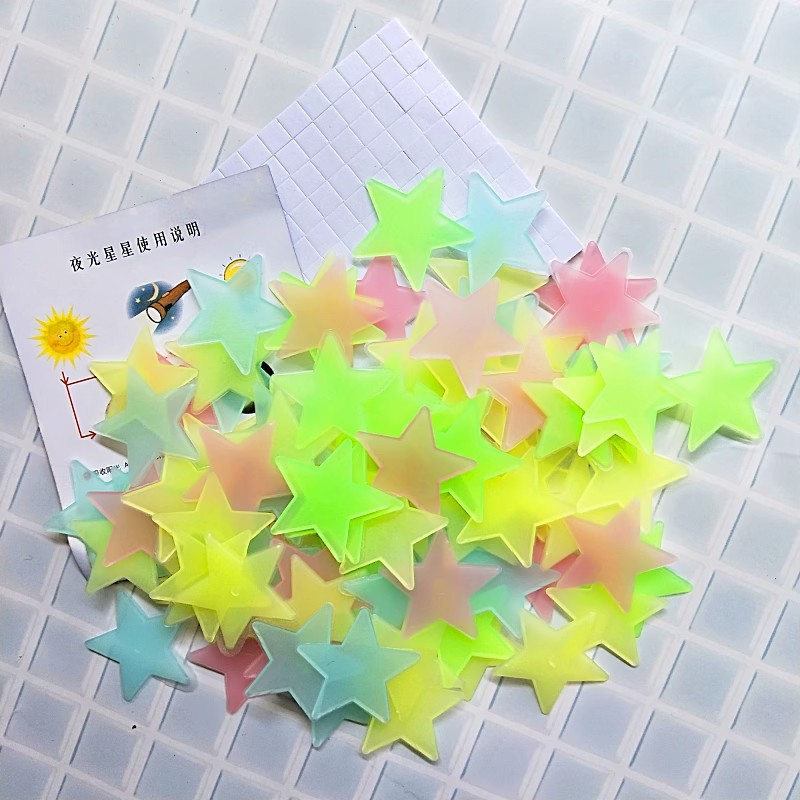 Picture of Luminous Star Stickers 3D Stereo Baby's Breath BeDroom Decoration Paintings 3cm Fluorescent Star Stickers Self-aDhesive Stereo Luminous Stickers