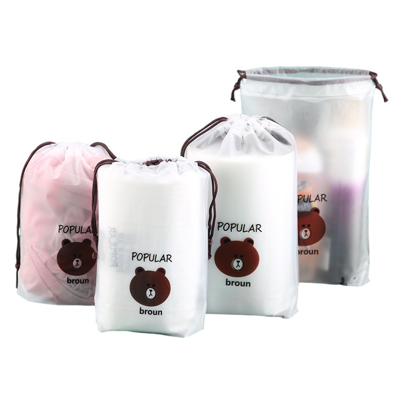 Frosted cartoon bear drawstring bag wholesale face towel bath towel travel storage drawstring drawstring bag small batch printing