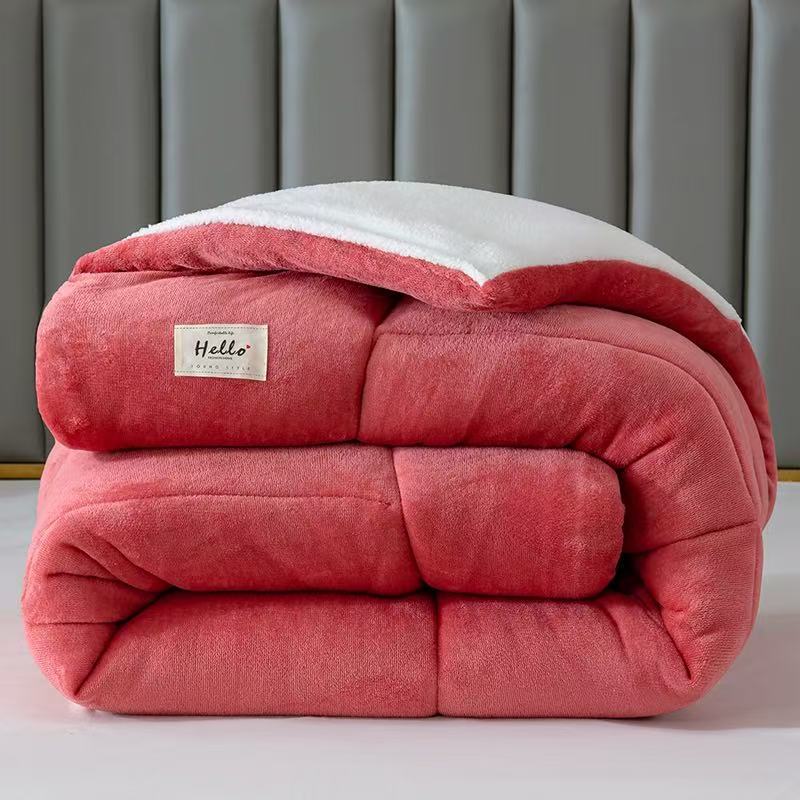 Picture of Lambswool milk velvet winter quilt autumn and winter double thickened warm gift quilt student dormitory velvet quilt core wholesale