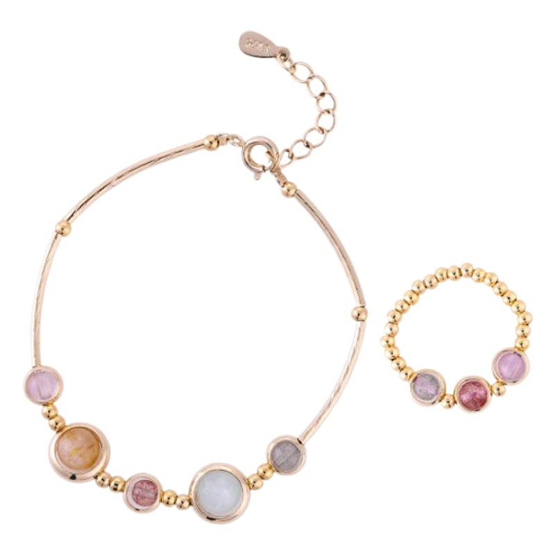 Strawberry Crystal Transfer Crystal Bracelet Female Gift Best Friend Crystal Bracelet Forest Style Set Handmade Jewelry