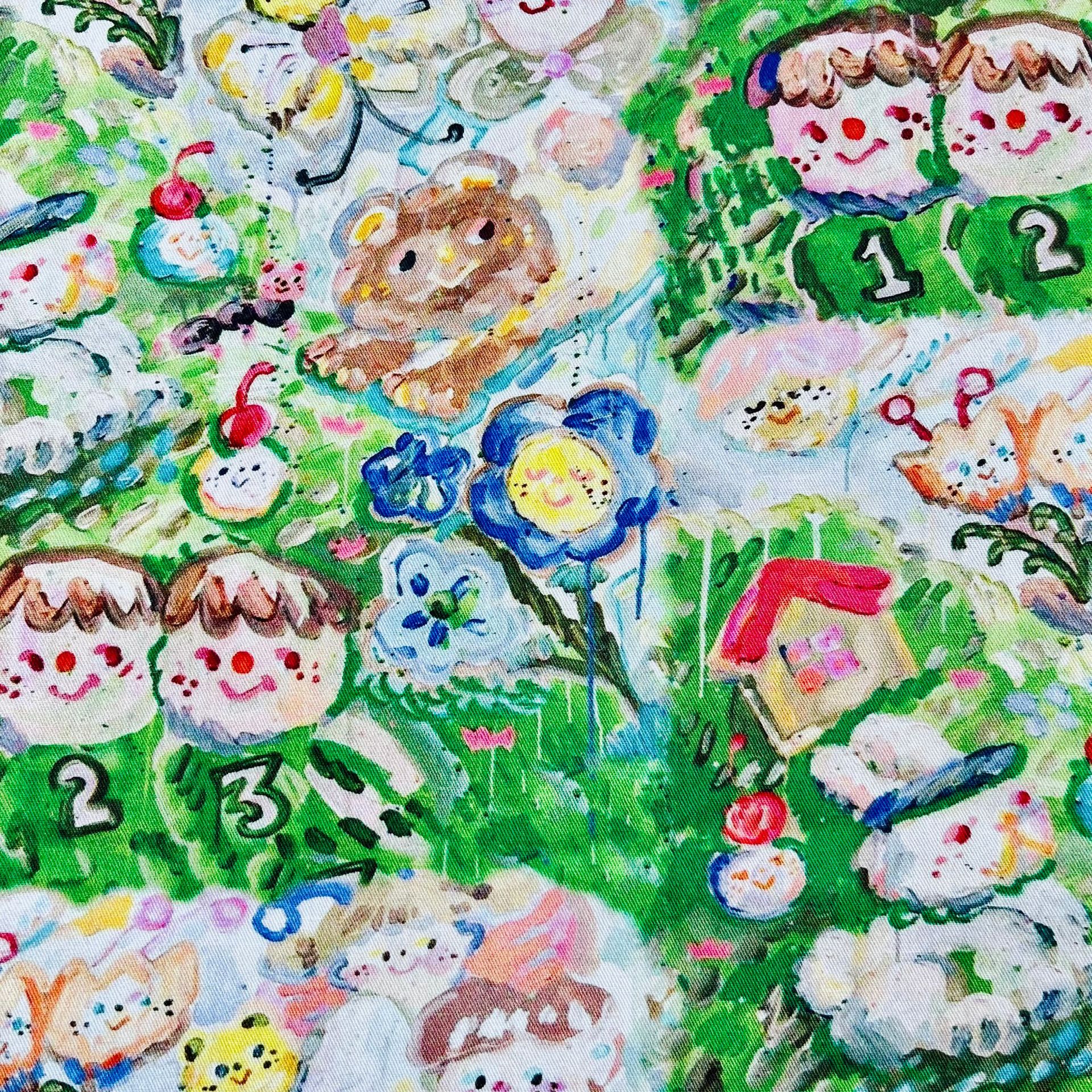 Picture of Oil painting style cotton twill fine sail 1.5 meters wide one meter price bag coat vest handmade DIY fabric