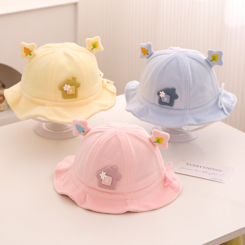 Baby hat autumn and winter adjustable baby girl fisherman hat baby cute super cute small house boys and girls basin hat