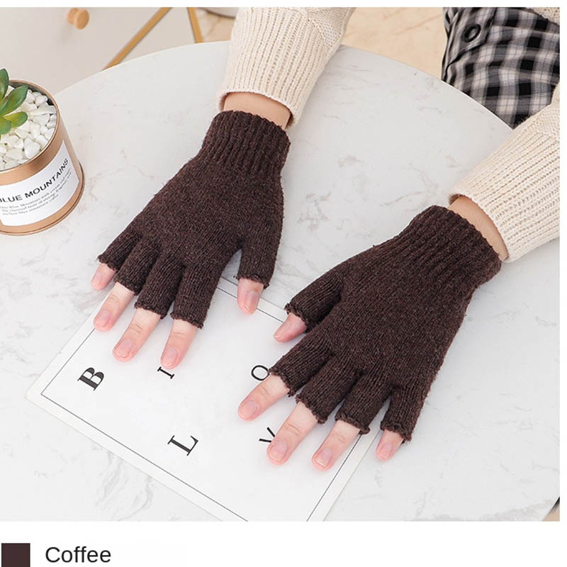 Picture of Autumn and winter new men's knitted half-finger gloves Jacquard five-finger riding warm open finger typewriter factory wholesale