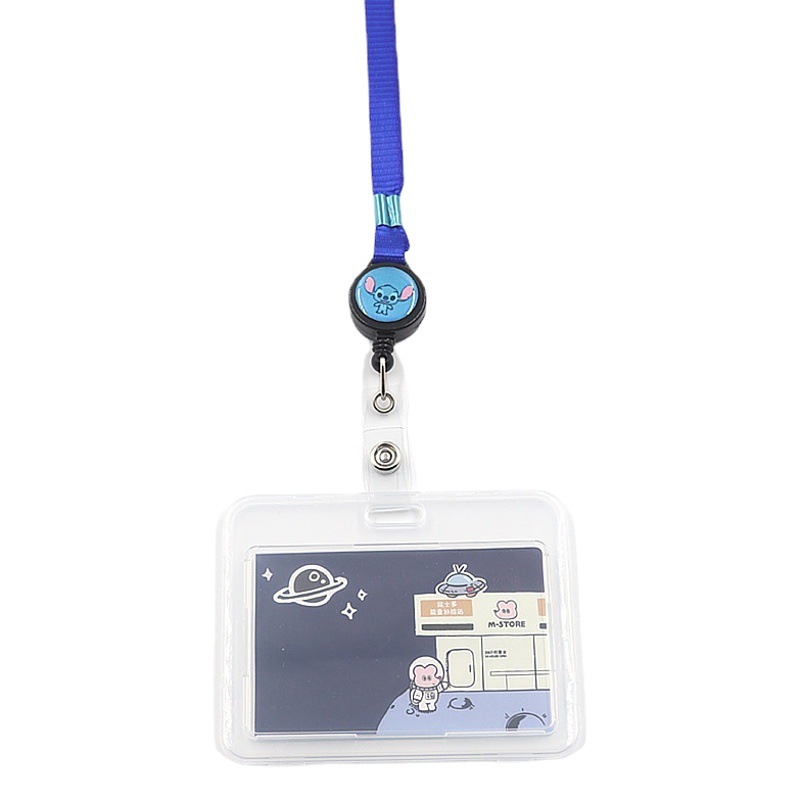 Campus student card holder retractable horizontal transparent card holder bus card holder ID card holder ID card holder lanyard