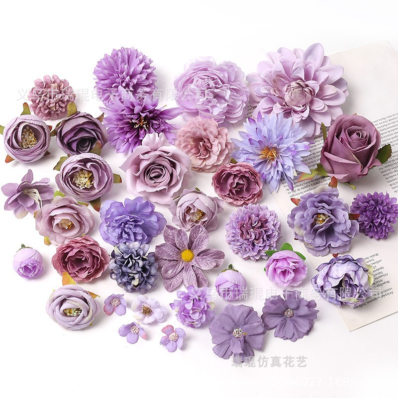 Picture of Purple artificial flower artificial flower silk flower diy handmade wreath headdress hair accessories wedding set
