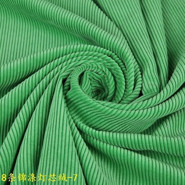 Wholesale in Stock of Various Specifications of Emerald Green 8-Thread Corduroy Polyester Fabric for DIY Toys