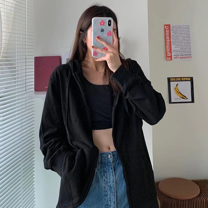 Picture of Fashionable Casual Small Loose Zipper Cardigan Thin Sweater Jacket 2025 Autumn New Easiest for Match Long Sleeve Gray Women