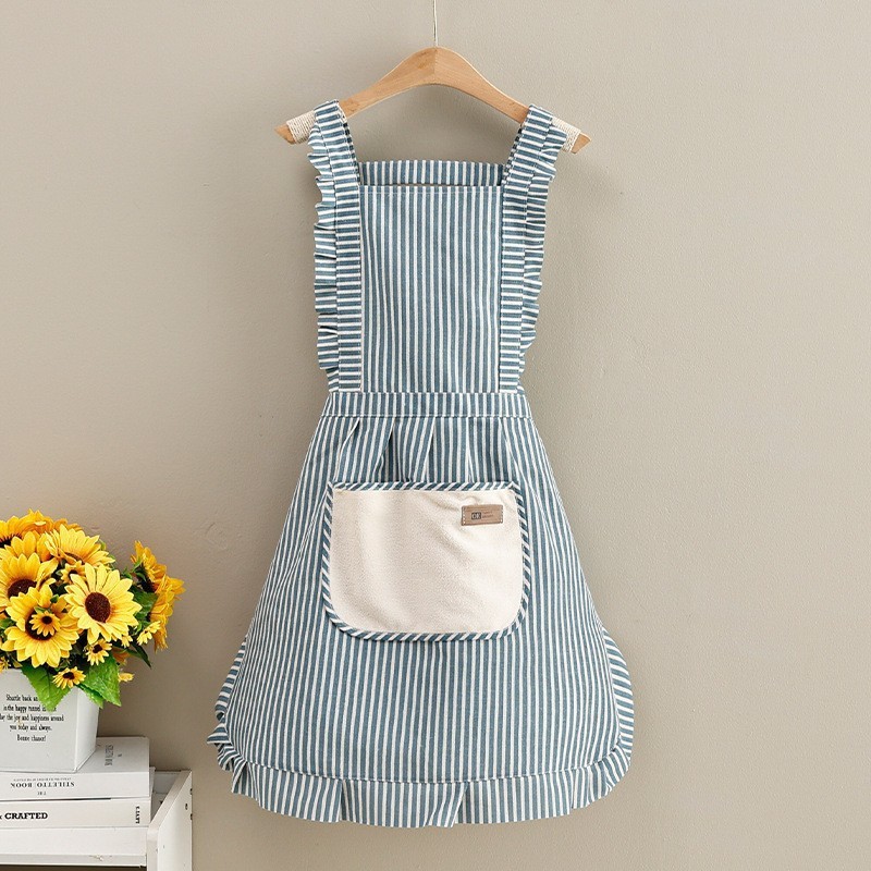 Picture of Canvas Cotton Apron Kitchen Household Wipe Hand Strap Pure Cotton Women's 2023 New Style Western Style Internet Celebrous Princess Cooking