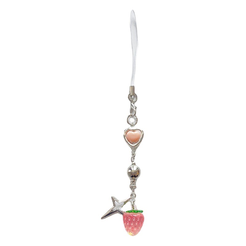 ins sweet little strawberry cross mango star Love phone chain Japanese girl Heart Car bag Goo Book ornaments