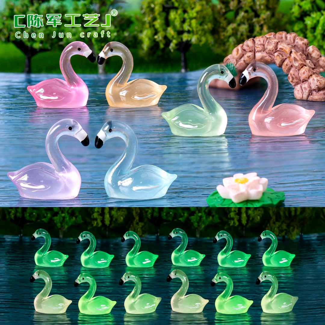 Micro Landscape Creative Cute Luminous Artificial Flamingo Aquarium Moss Landscaping Decoration Accessories Desktop Small Ornaments