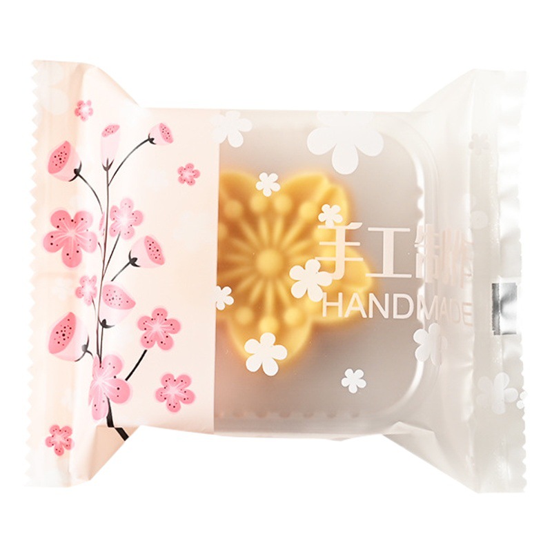 New Cherry Blossom Mix Mid-Autumn Moon Cake Packaging Bag Translucent Frosted Ice Skin Baking Egg Yolk Crisp Machine Seal Bag Wholesale