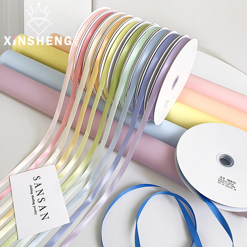 Core Macaron Polyester Ribbon Flower bouquet decorative streamer handmade floral gift diy material baking strap