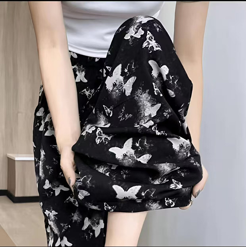 Picture of Cross-border Fashion Ink Butterfly National Style Casual Pants Women's New Chinese Style Loose Wide Leg Loose Summer New Ankle-length Pants