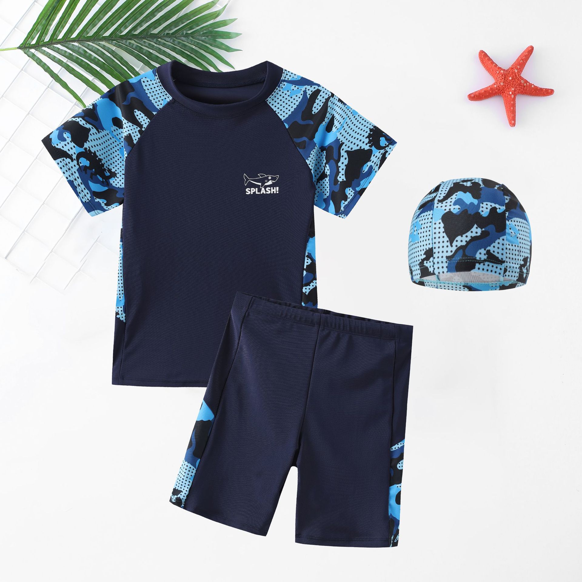Picture of Children's Swimsuit Boys' Large Size Professional Quick-Drying Training Swimsuit Youth Split Double-Layer Pants Anti-Embarrassment Swimsuit