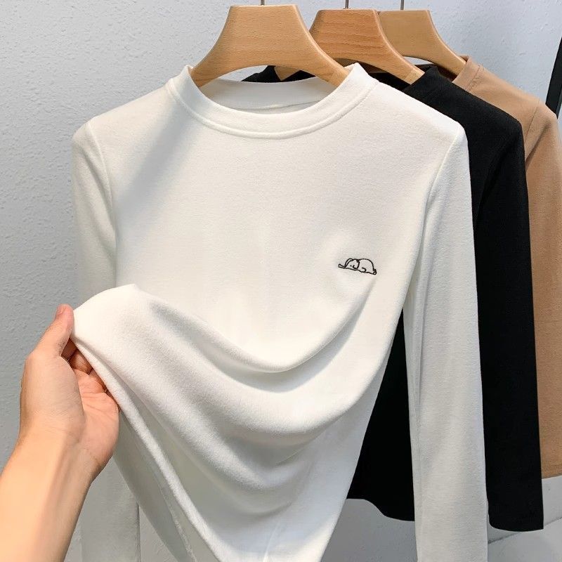 Women's Long-sleeved T-shirt Women's Autumn and Winter New Loose Casual Round Neck All-match Base Shirt Top