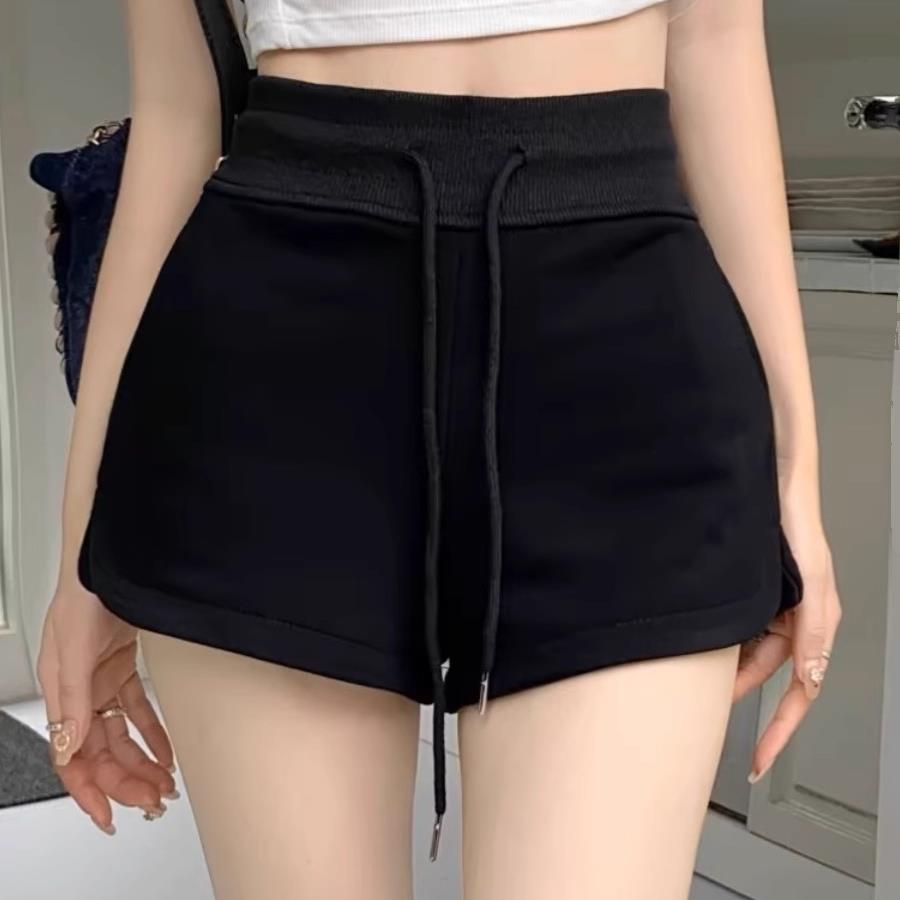 Gray Sports Shorts for Women, Autumn 2024 High-Waisted Slimming A-Line Hot Pants, Fashionable Casual Outerwear