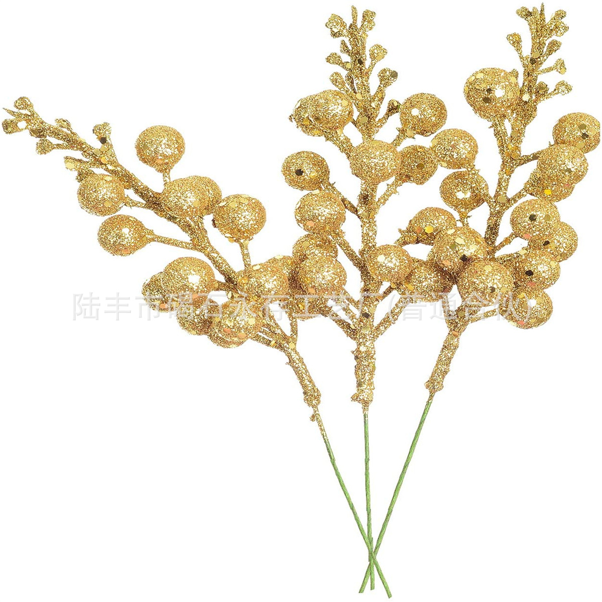 15-Head Shiny Pink White Red Gold Bouquet Christmas Accessories Decoration DIY Bouquet Flower Pole Accessories Berry