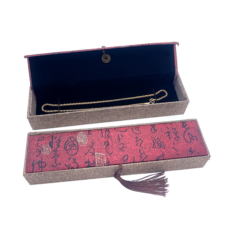 Wen play jewelry box linen tassel jewelry box necklace box Buddha beads jade bracelet box bracelet box jewelry packaging box