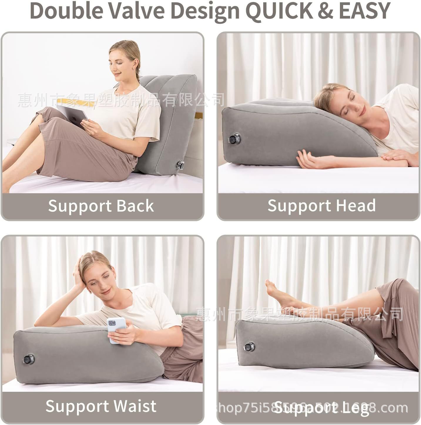 Picture of Triangular Inflatable Spot Travel Leg Pillow Fracture Lift Flocked Leg Pad Outdoor Wedge-Shaped Knee Relaxation to Relieve Fatigue