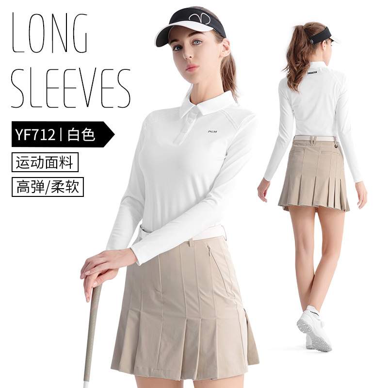 Picture of PGM Golf Clothing Women's Summer Long Sleeve T-Shirt POLO Shirt High Elastic Top Slim Breathable Comfortable Sportswear