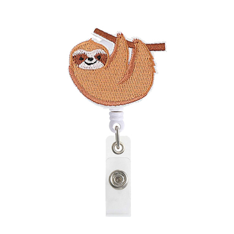 Picture of Amazon spot hot-selling felt embroidery sloth telescopic easy pull-up easy pull-up easy pull-up cloth sticker badge buckle