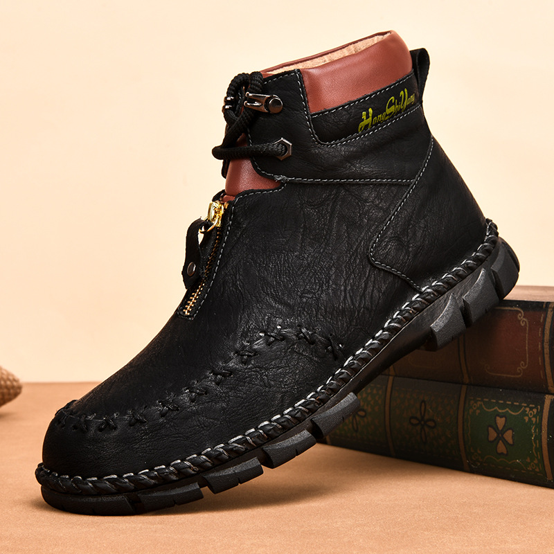 2025 Cross-Border Men's Autumn and Winter Thick-Soled Boots Hiking Shoes Work Boots Short Boots Outdoor Boots Men's Shoes High-Top Boots