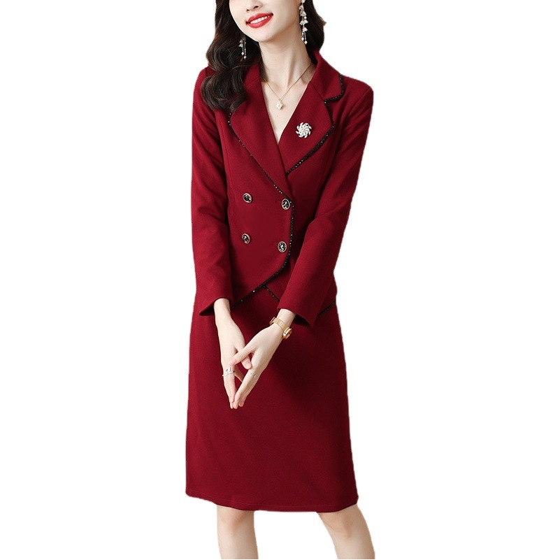 2022 autumn new suit women autumn temperament goddess fan high fashion suit hip skirt work clothes two-piece set