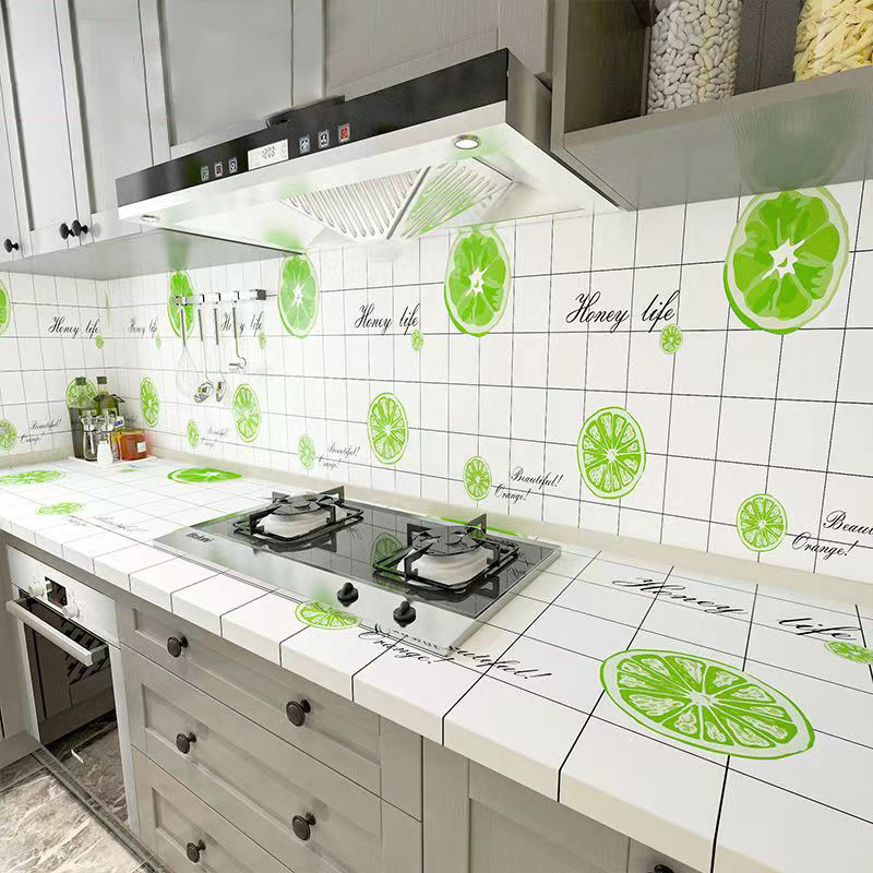 Picture of Wholesale kitchen oil-proof stickers self-adhesive wall stickers bathroom renovation milk tea shop waterproof high temperature resistant stove wallpaper porcelain