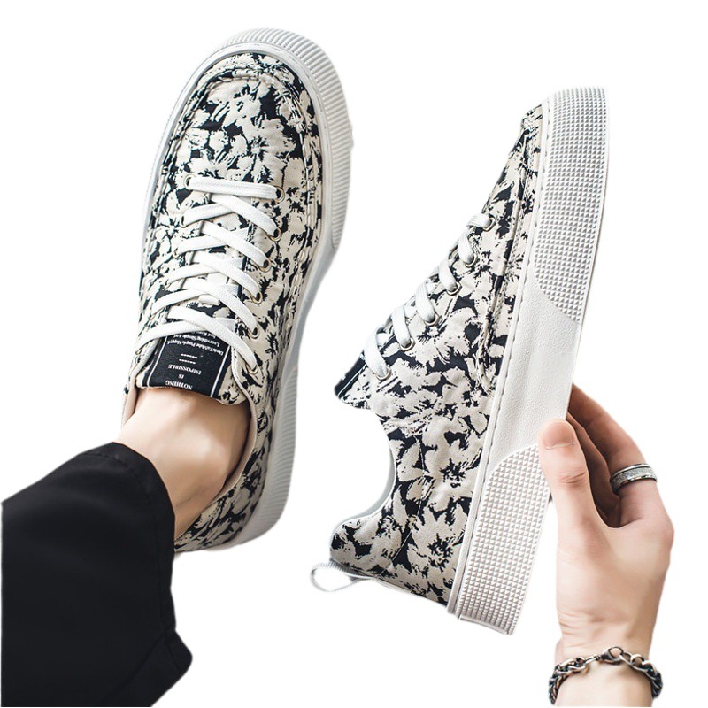 Canvas Men's Shoes Summer Breathable Thin Trendy All-match Casual Thick Sneakers Men's Sports Niche Cloth Shoes Trendy Shoes