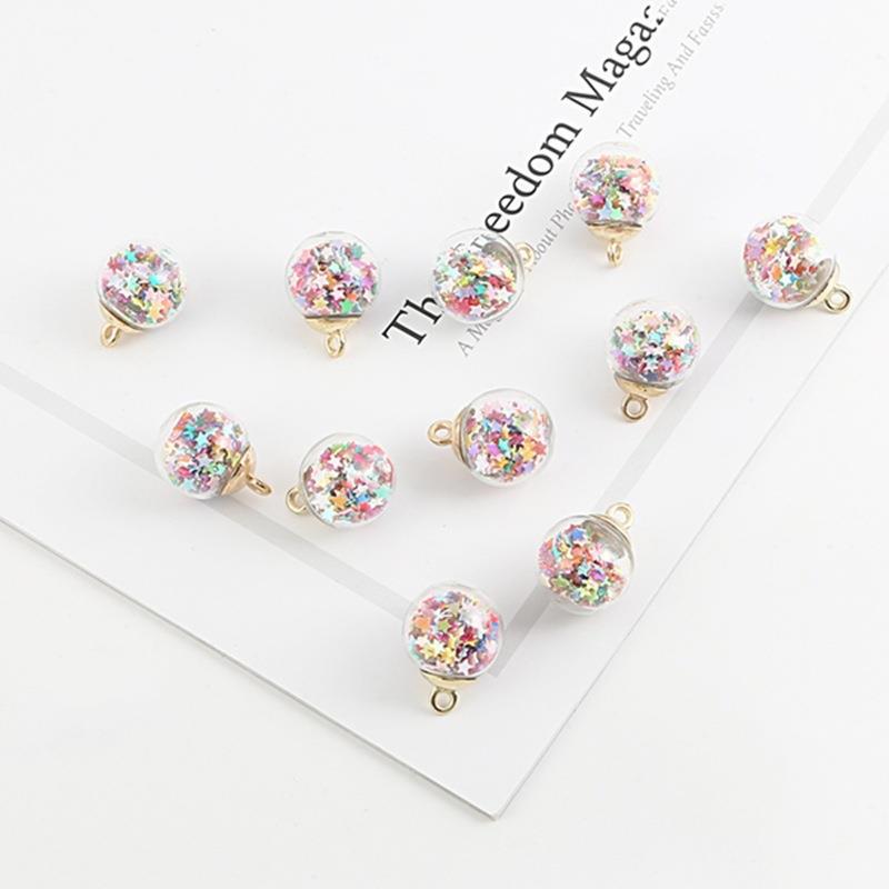 Picture of Cross-border Hot Sale Color Transparent Star Sequins Crystal Glass Ball Pendant DIY Handmade Ear Jewelry Accessories