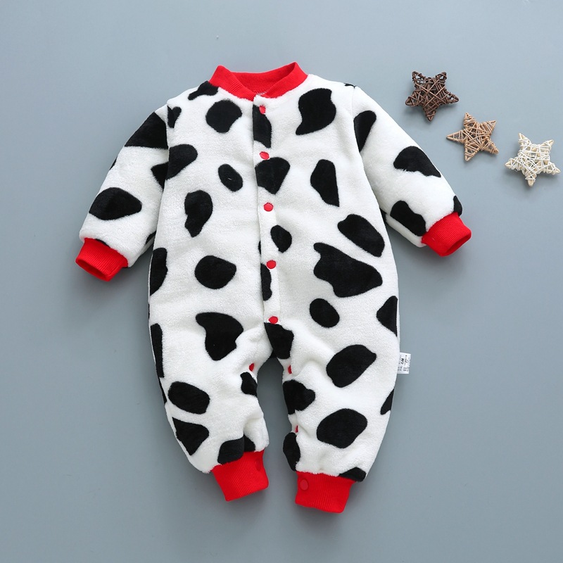 Picture of Baby Clothes Clothing Spring Autumn and Winter Short-sleeved Thickened Hassel Men's and Women's Baby Flannel Warm Jumpsuit Pajamas