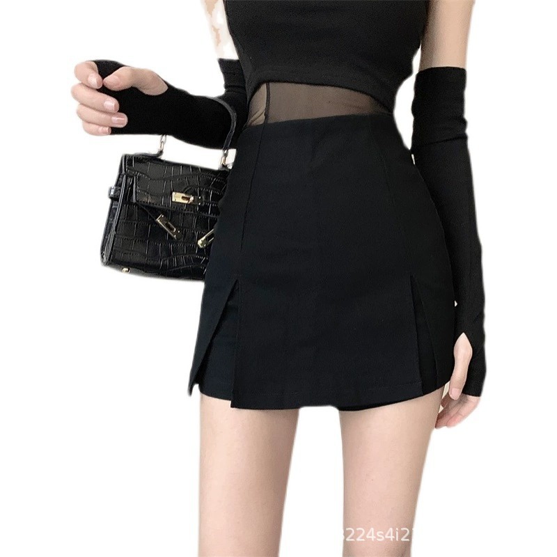 2022 new spring and summer versatile high waist A- line skirt anti-exposure culottes slim slimming hip pants skirt sexy hot girl