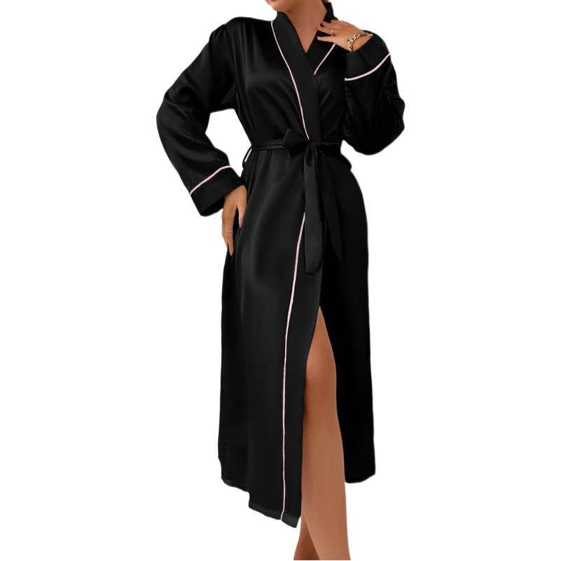 Wearing Nightgown Sexy Long Spring and Summer Women's Bathrobe Long Sleeve High-end Pajamas Amazon Hot Selling Home Clothes