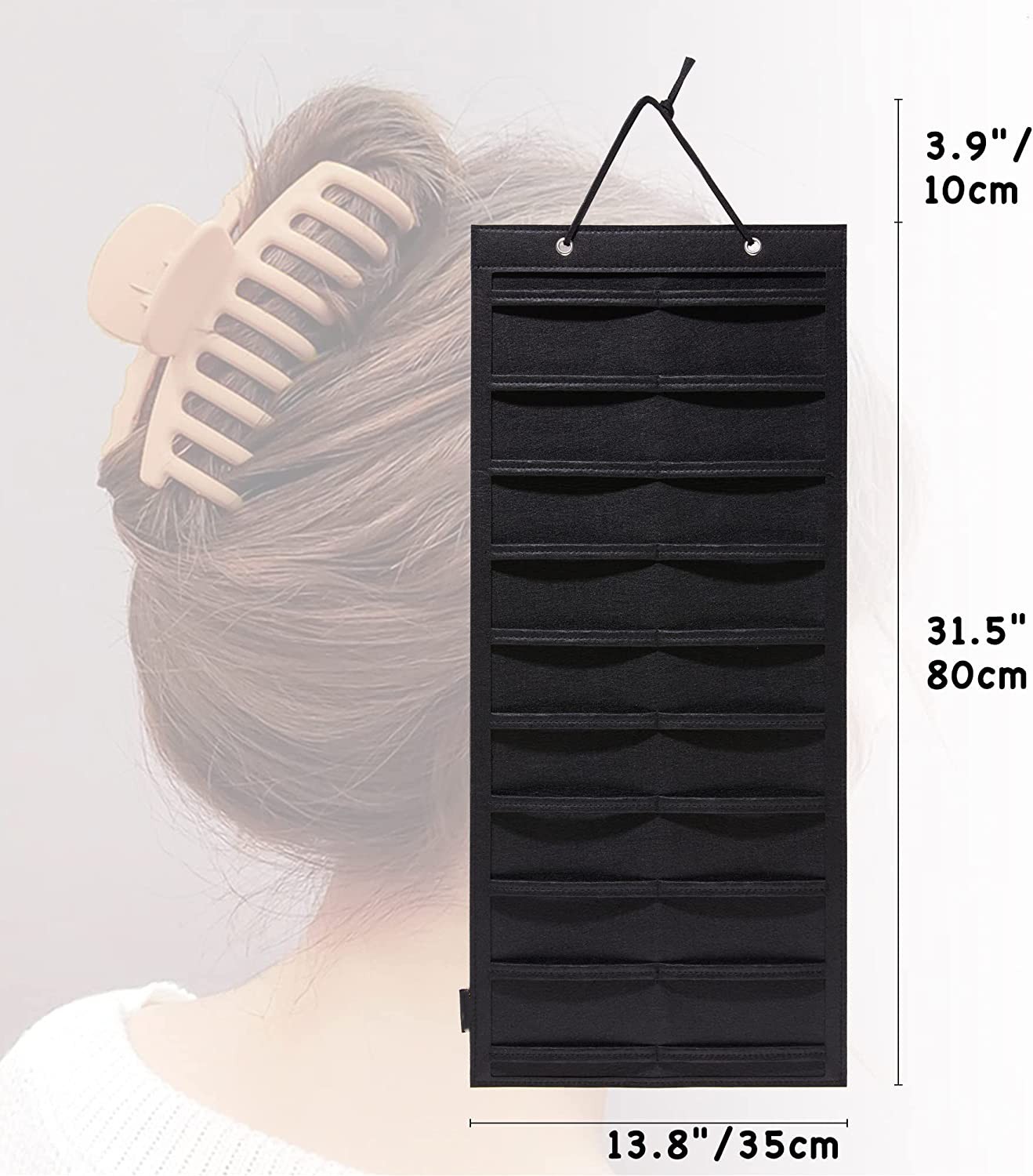 Picture of Hair Clip Display Claw Clip Organize Storage Box Storage Bag Wall Hanging Headwear Storage Bag Felt Hair Clip Storage