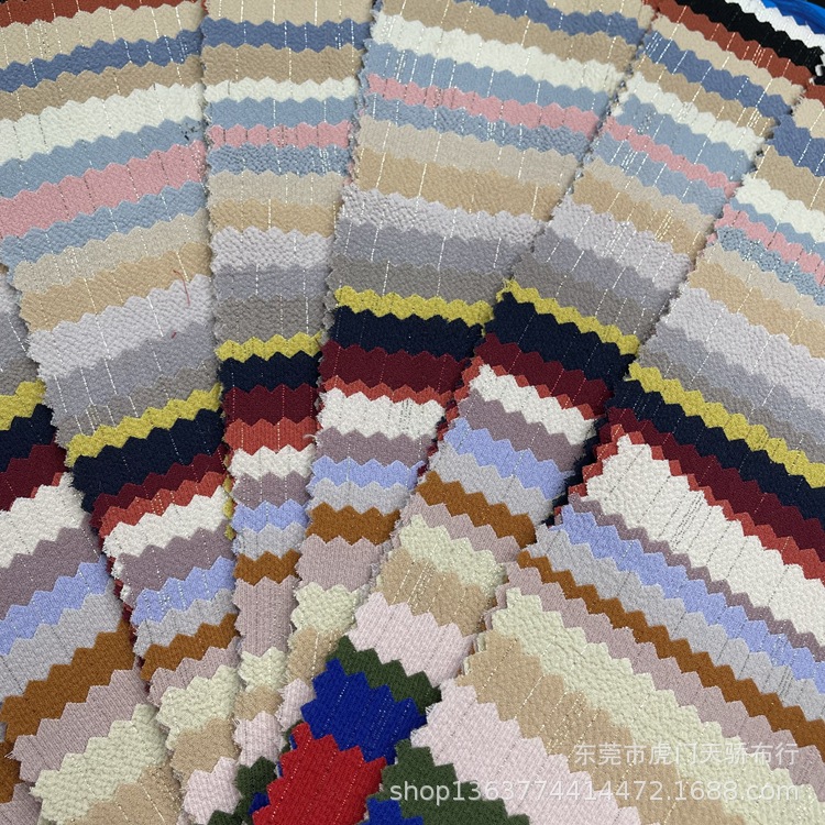 Spot Woven Bright Silk Fabric Paris Beads Silver Thread Bright Silk Irregular Bright Silk Striped Fashion Women's Fabric