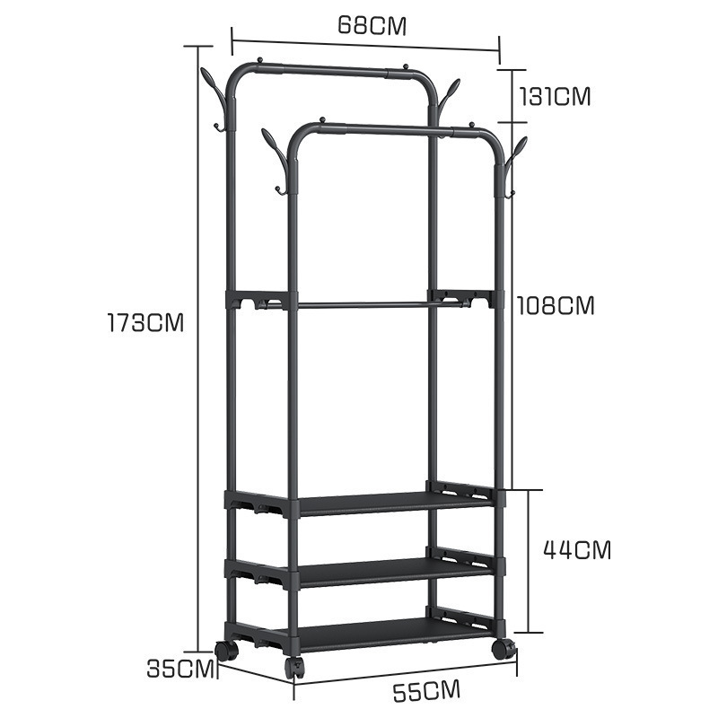 Picture of Southeast Asia's Best-Selling Simple Household Double-Pole Clothes Drying Rod with Elbow Clothes Rack Bedroom Dormitory Storage Clothes Rack
