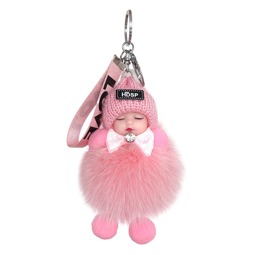 Real fox fur ball pendant cute plush doll sleep doll car key chain bag accessories wholesale generation