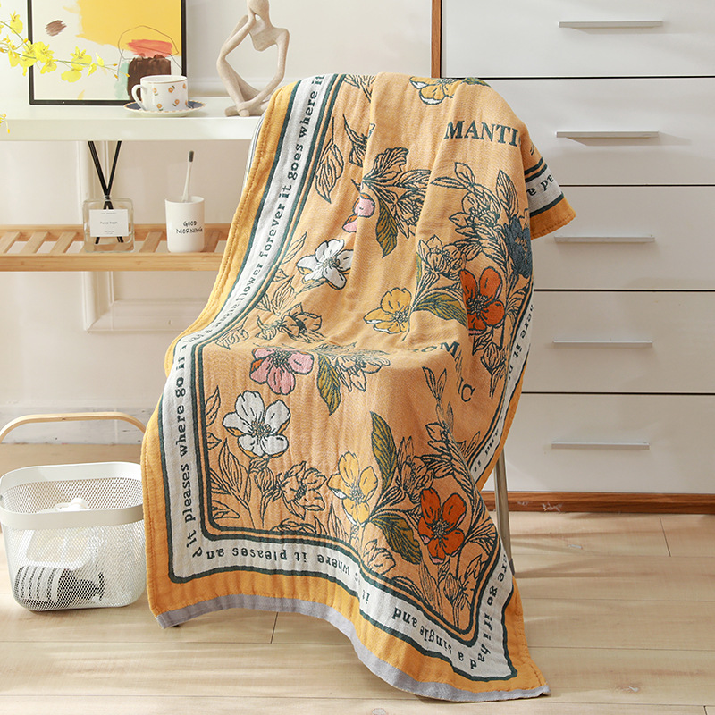 Picture of Wholesale Colored Cotton Four-Layer Gauze Bath Towel Absorbent Adult Couple Household Bath Towel Four Seasons Cartoon Cotton Bath Towel