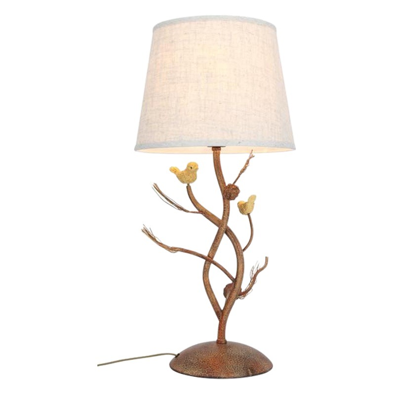 Nordic Retro American Pastoral Creative Bedroom Bedside Lamp Decorative Bar Table Lamp Iron Pinecone Bird Decorative Lamp
