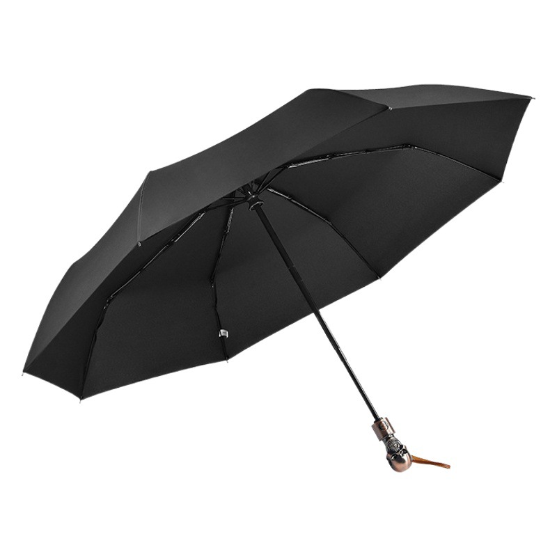 Full-automatic skull umbrella creative personality trend large men's and women's double three-fold folding umbrella in stock wholesale