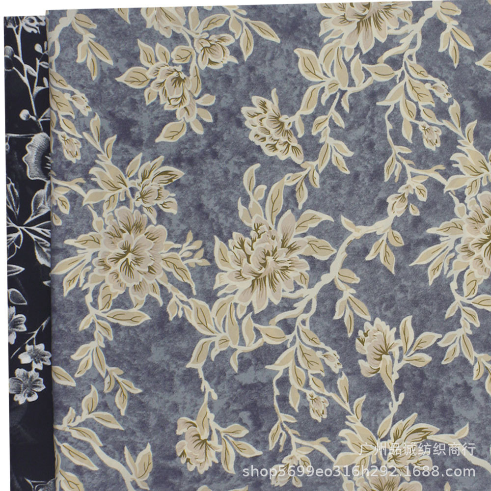 Plain Satin Printed Chinese Style Sketch Floral Chiffon Print Fabric for Spring and Summer Women's Cheongsam Skirts and Anti-Mosquito Pants Fabric