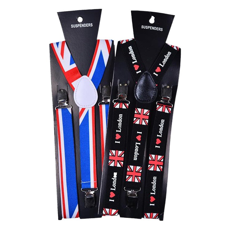 New Boxed Flag Strap British Style Fashion 3 Clip Men's Strap Elastic Woven Strap Factory Outlet