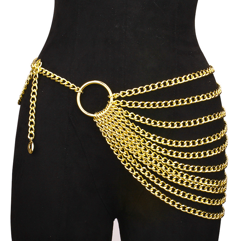 Multi-layer thick chain waist chain female ins Internet celebrity metal chain tassel waist seal decoration dress shirt suit belt
