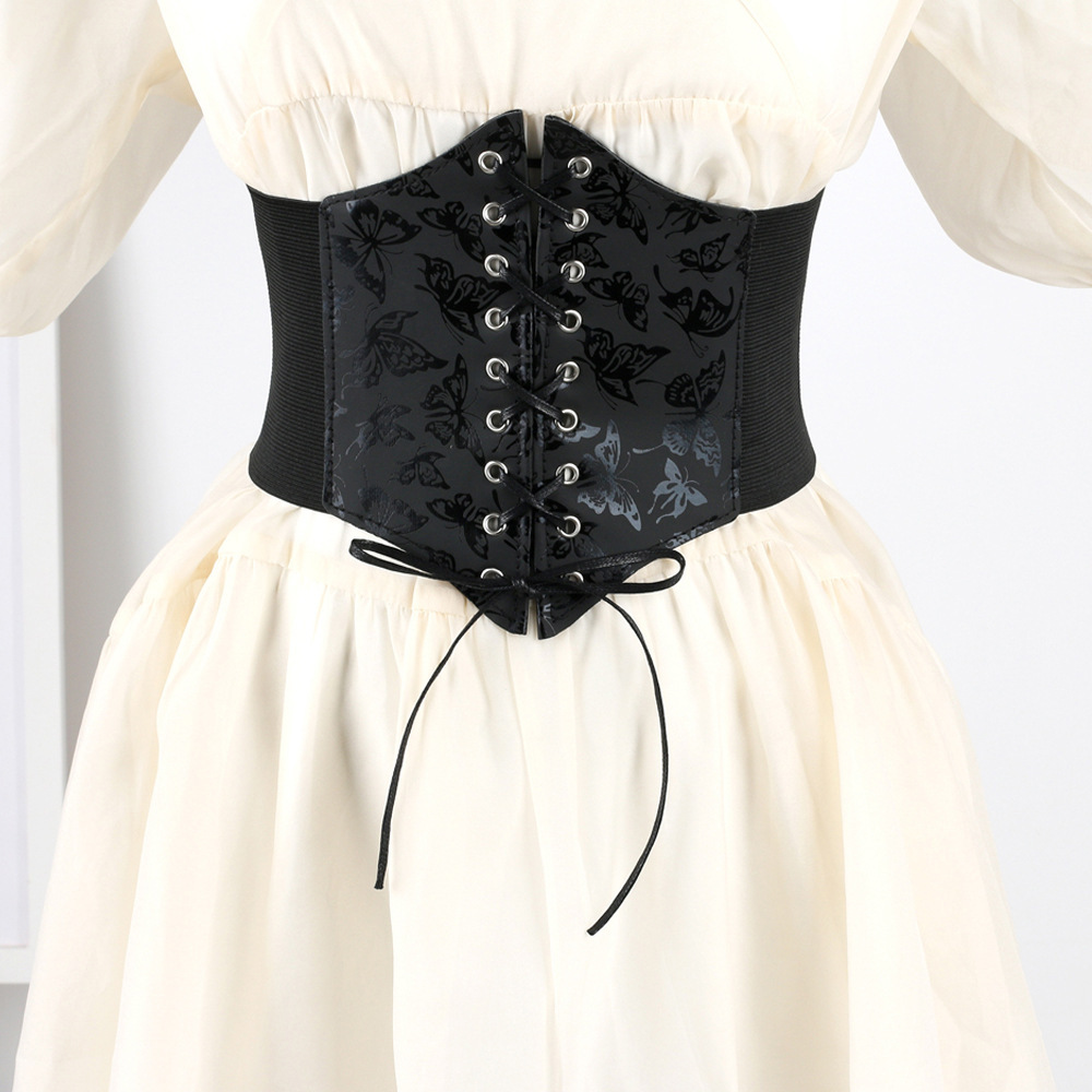 Spring and Summer 2024 New Ethnic Waist Seal Butterfly Star Waist Seal High-end Faux Leather Lace Women Waist Seal in stock