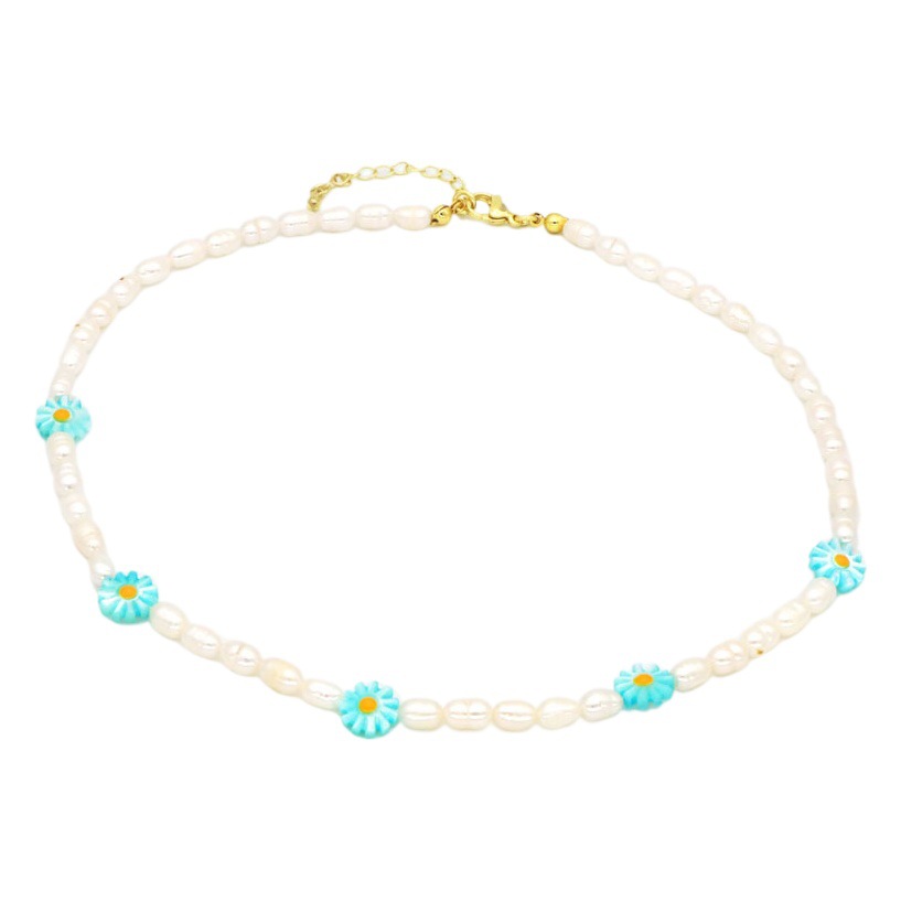 Korean Retro ins Niche Flower Baroque Natural Freshwater Pearl Necklace Women's European and American Light Luxury Simple Necklace