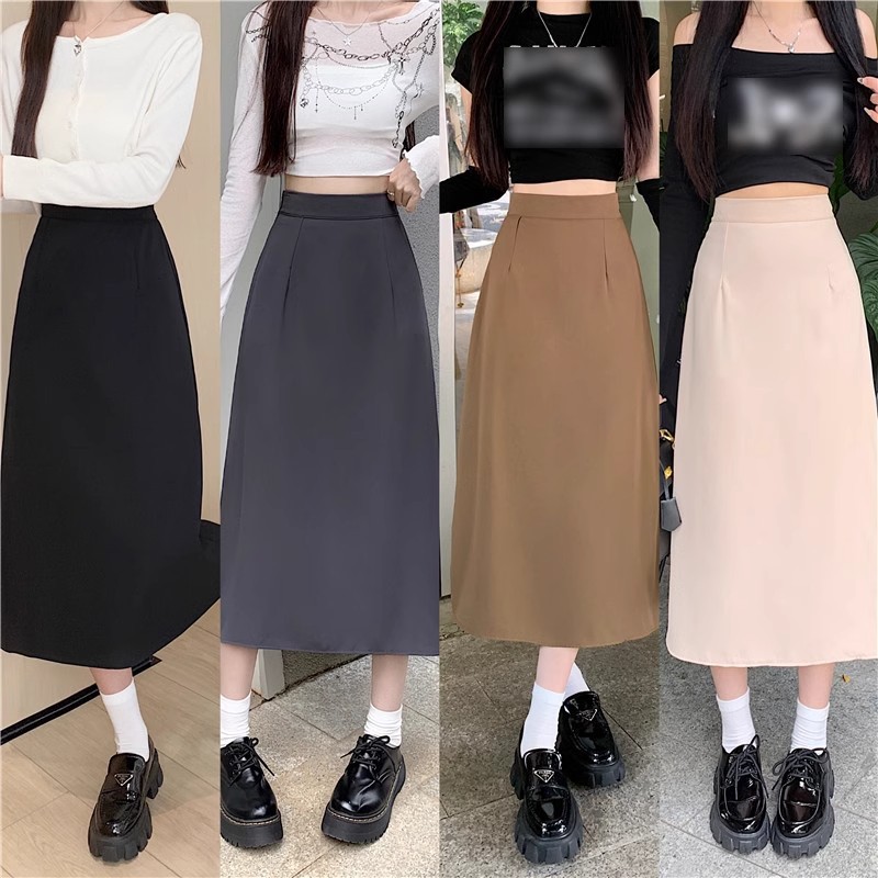 plus size Suit Skirt Women's Summer New Pear-Shaped Body Flesh-Covering Slimming High Waist Mid-Length A- Line Umbrella Skirt