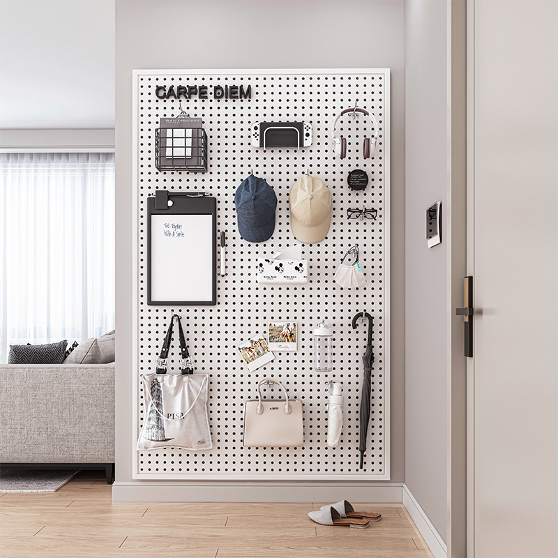Round hole perforated board wall storage rack shelves stainless steel display storage accessories hardware tools hanging plate wall metal