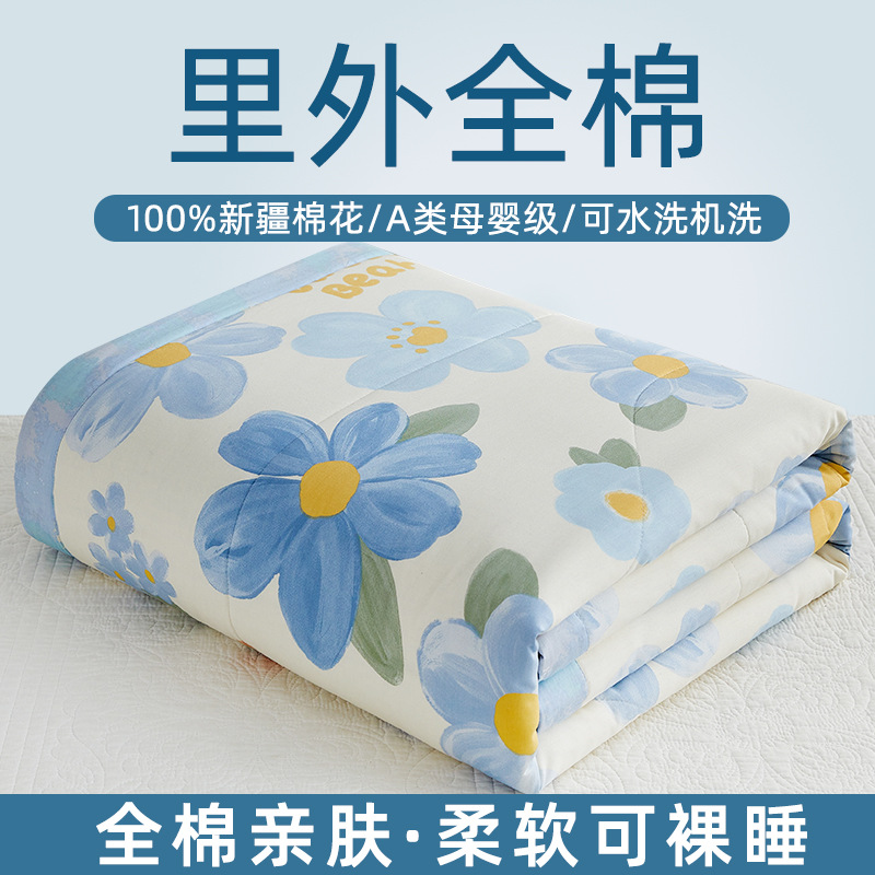 Picture of Machine washable Class A Mother and Child Pure Cotton Summer Cool Quilt Cotton Air-conditioning Quilt Children's Pure Cotton Summer Quilt Cartoon Thin Quilt Core 1